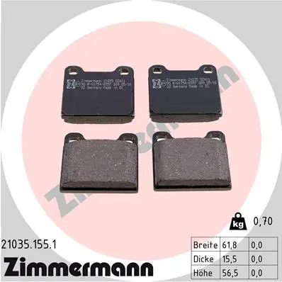 Sada brzdových destiček, kotoučová brzda ZIMMERMANN 21035.155.1