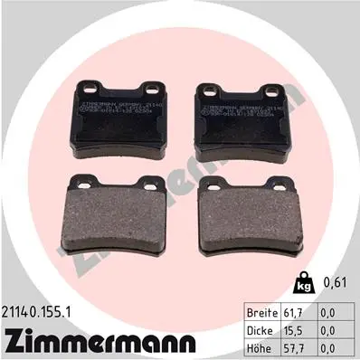 ZIMMERMANN Sada brzdových destiček, kotoučová brzda 211401551