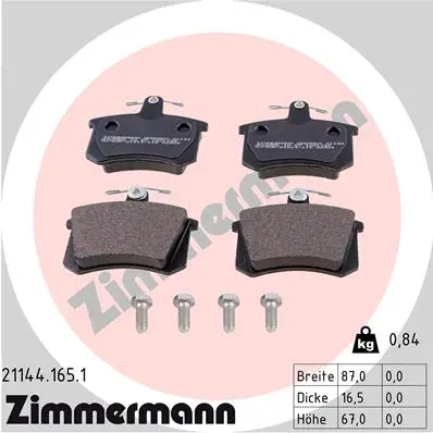 Sada brzdových destiček, kotoučová brzda ZIMMERMANN 21144.165.1