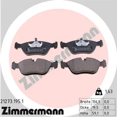 ZIMMERMANN Sada brzdových destiček, kotoučová brzda 212731951