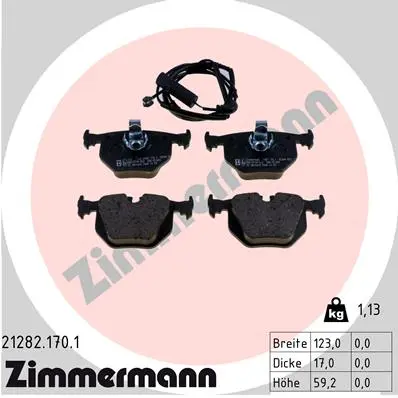 Sada brzdových destiček, kotoučová brzda ZIMMERMANN 21282.170.1