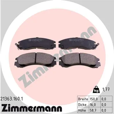 Sada brzdových destiček, kotoučová brzda ZIMMERMANN 21363.160.1