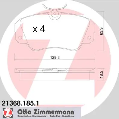 Sada brzdových destiček, kotoučová brzda ZIMMERMANN 21368.185.1