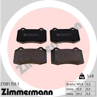 Sada brzdových destiček, kotoučová brzda ZIMMERMANN 21381.150.1