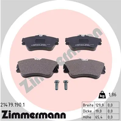 Sada brzdových destiček, kotoučová brzda ZIMMERMANN 21479.190.1