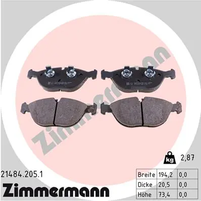 Sada brzdových destiček, kotoučová brzda ZIMMERMANN 21484.205.1