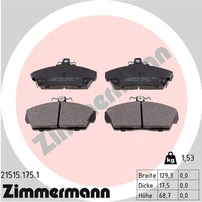 Sada brzdových destiček, kotoučová brzda ZIMMERMANN 21515.175.1