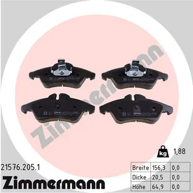 Sada brzdových destiček, kotoučová brzda ZIMMERMANN 21576.205.1