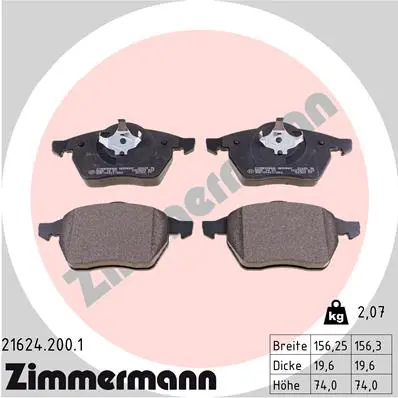 Sada brzdových destiček, kotoučová brzda ZIMMERMANN 21624.200.1