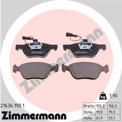 Sada brzdových destiček, kotoučová brzda ZIMMERMANN 21636.190.1