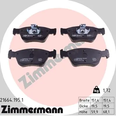 ZIMMERMANN Sada brzdových destiček, kotoučová brzda 216641951