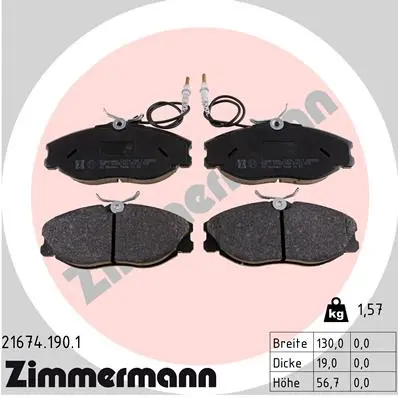 Sada brzdových destiček, kotoučová brzda ZIMMERMANN 21674.190.1