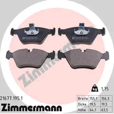 Sada brzdových destiček, kotoučová brzda ZIMMERMANN 21677.195.1