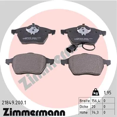 Sada brzdových destiček, kotoučová brzda ZIMMERMANN 21849.200.1