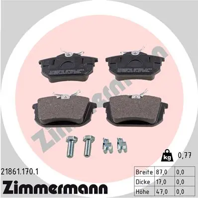 Sada brzdových destiček, kotoučová brzda ZIMMERMANN 21861.170.1