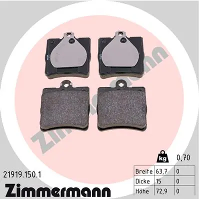Sada brzdových destiček, kotoučová brzda ZIMMERMANN 21919.150.1