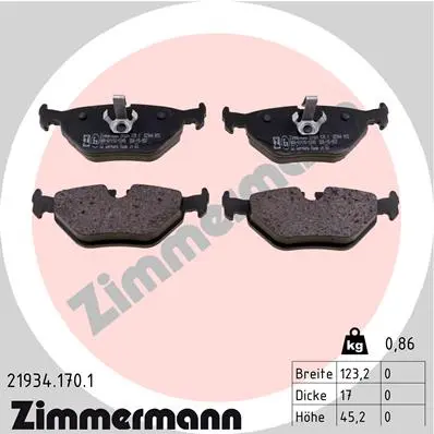 Sada brzdových destiček, kotoučová brzda ZIMMERMANN 21934.170.1