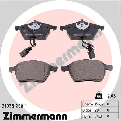 Sada brzdových destiček, kotoučová brzda ZIMMERMANN 21938.200.1