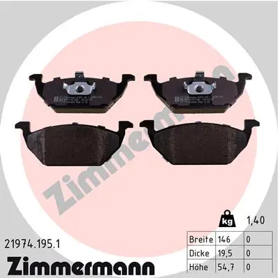 ZIMMERMANN Sada brzdových destiček, kotoučová brzda 219741951