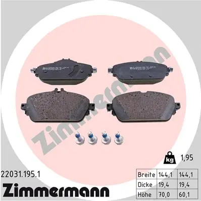 Sada brzdových destiček, kotoučová brzda ZIMMERMANN 22031.195.1
