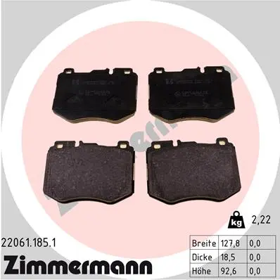 Sada brzdových destiček, kotoučová brzda ZIMMERMANN 22061.185.1