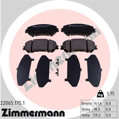 Sada brzdových destiček, kotoučová brzda ZIMMERMANN 22065.175.1