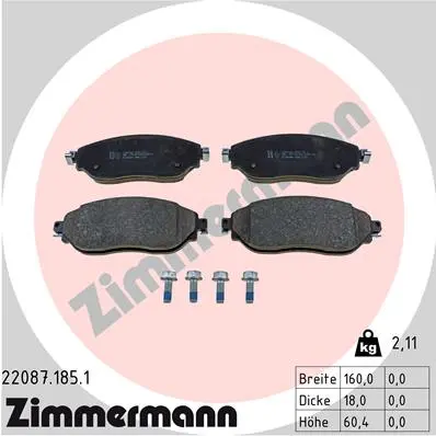 Sada brzdových destiček, kotoučová brzda ZIMMERMANN 22087.185.1