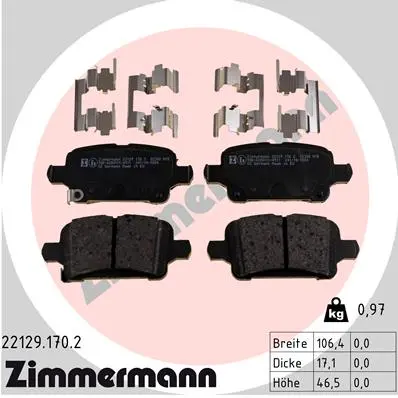 Sada brzdových destiček, kotoučová brzda ZIMMERMANN 22129.170.2