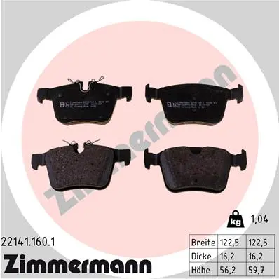 Sada brzdových destiček, kotoučová brzda ZIMMERMANN 22141.160.1