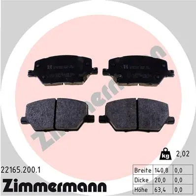 Sada brzdových destiček, kotoučová brzda ZIMMERMANN 22165.200.1