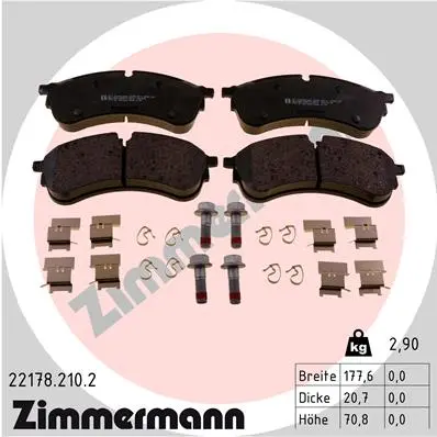 Sada brzdových destiček, kotoučová brzda ZIMMERMANN 221782102D 221782102D