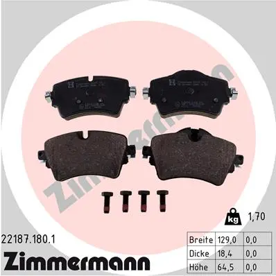 Sada brzdových destiček, kotoučová brzda ZIMMERMANN 22187.180.1