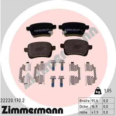 Sada brzdových destiček, kotoučová brzda ZIMMERMANN 22220.170.2