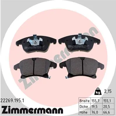 ZIMMERMANN Sada brzdových destiček, kotoučová brzda 222691951