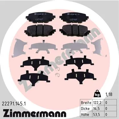 Sada brzdových destiček, kotoučová brzda ZIMMERMANN 22271.145.1
