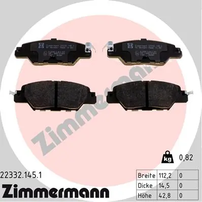 Sada brzdových destiček, kotoučová brzda ZIMMERMANN 22332.145.1