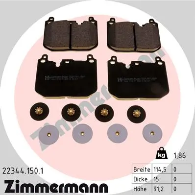 Sada brzdových destiček, kotoučová brzda ZIMMERMANN 22344.150.1