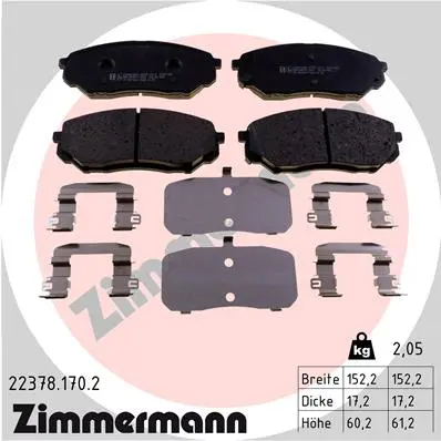 Sada brzdových destiček, kotoučová brzda ZIMMERMANN 22378.170.2