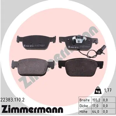 Sada brzdových destiček, kotoučová brzda ZIMMERMANN 22383.170.2