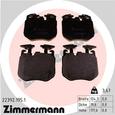 Sada brzdových destiček, kotoučová brzda ZIMMERMANN 22392.195.1