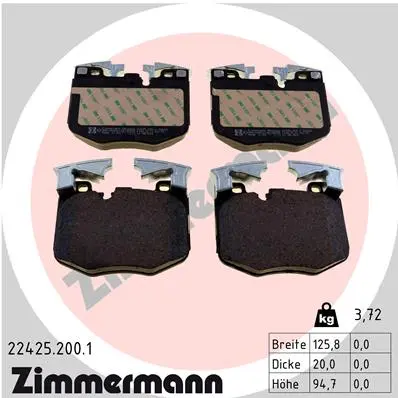 ZIMMERMANN Sada brzdových destiček, kotoučová brzda 22425.200.1