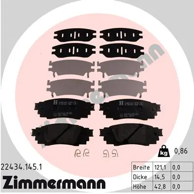 Sada brzdových destiček, kotoučová brzda ZIMMERMANN 22434.145.1