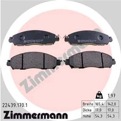 Sada brzdových destiček, kotoučová brzda ZIMMERMANN 22439.170.1