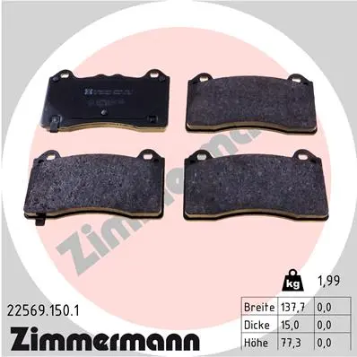 Sada brzdových destiček, kotoučová brzda ZIMMERMANN 22569.150.1