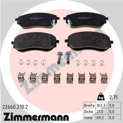 Sada brzdových destiček, kotoučová brzda ZIMMERMANN 22660.210.2