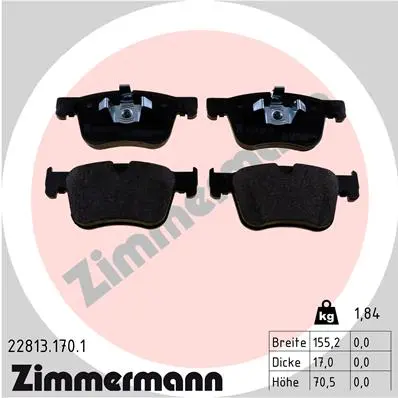 Sada brzdových destiček, kotoučová brzda ZIMMERMANN 22813.170.1