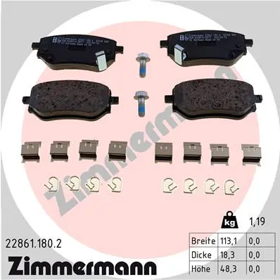 ZIMMERMANN Sada brzdových destiček, kotoučová brzda 22861.180.2