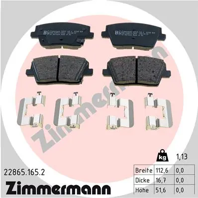 Sada brzdových destiček, kotoučová brzda ZIMMERMANN 22865.165.2