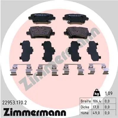 Sada brzdových destiček, kotoučová brzda ZIMMERMANN 22953.170.2
