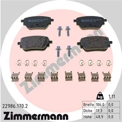 Sada brzdových destiček, kotoučová brzda ZIMMERMANN 22986.170.2
